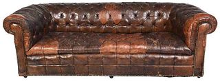 Vintage Tufted Leather Chesterfield Sofa