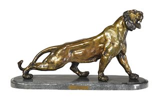 Figural Bronze Tiger on Base