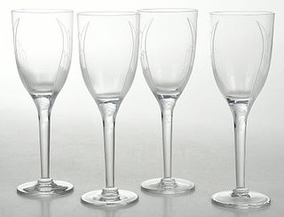 Set of Eight Lalique Angel Champagne Flutes