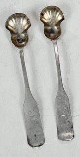 Two Vogler Coin Silver Salt Spoons