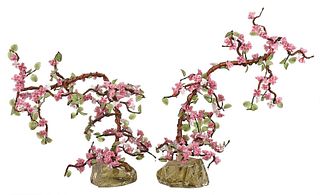 Pair Glass Cherry Blossom Trees