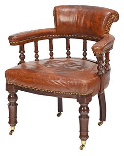 Regency Style Upholstered Mahogany Armchair