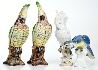 Four Porcelain Parrot Figures