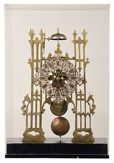 Gothic Style Pierced Brass Skeleton Clock
