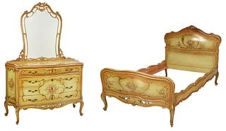 Louis XV Style Paint Decorated Bedroom Suite