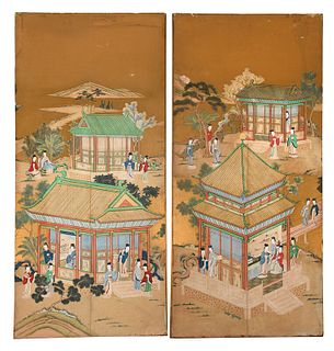 Two Painted Chinese Panels