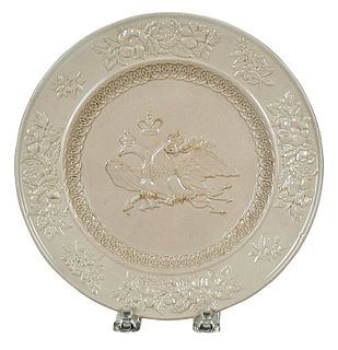 Staffordshire Creamware Plate with Eagle 
