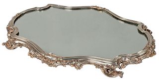 Large Silver Plated Mirror Plateau