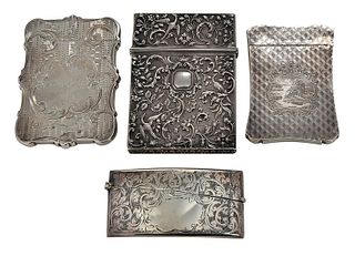 Four American and English Silver Card Cases