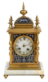 French Gilt Bronze Champleve Shelf Clock 