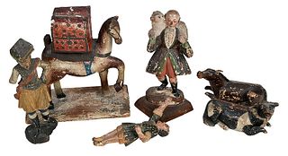 Six Polychromed Santos and Creche Figures