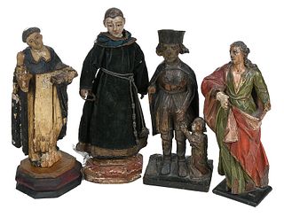 Four Carved and Polychromed Santos Figures