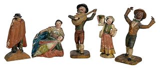 Five Carved and Polychromed Figures