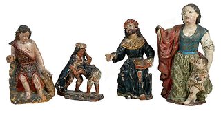 Four Carved and Polychromed Santos Figures