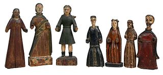 Seven Carved and Polychromed Santos Figures