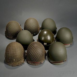 Nine Repainted M1 Helmets and Liners