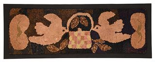 Fine Hooked Rug with Pair of Doves