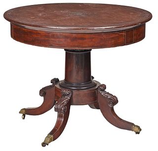 Manigault Classical Figured Mahogany Pedestal Table