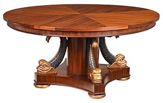 Neoclassical Style Dolphin Carved Pedestal Table