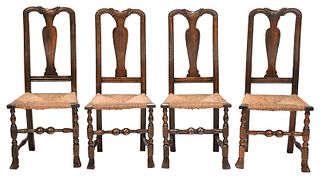 Rare Set of Four William and Mary Side Chairs