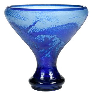 Cameo Enameled Art Glass Vase