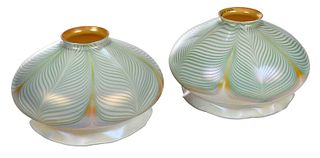 Pair of Quezal Pulled Feather Dome Shades