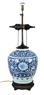 Kang Xi (1661-1722) B & W Enameled Porcelain Lamp