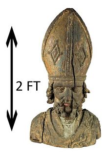 17th C. Italian Carved Bust of a Saint