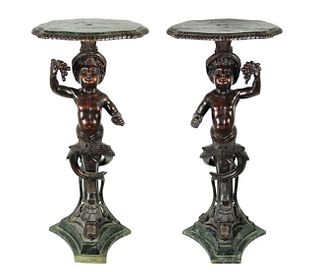 Pair of Italian Carved Blackamoor Side Tables