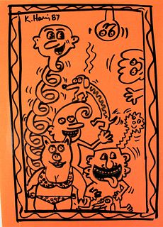 Signed After Keith Haring, Marker on Paper