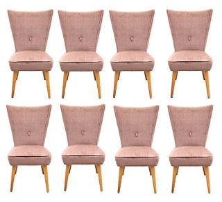 Set of (8) Brown Velour Dining Chairs