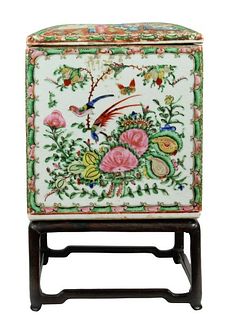 Rose Medallion Porcelain Box with Stand