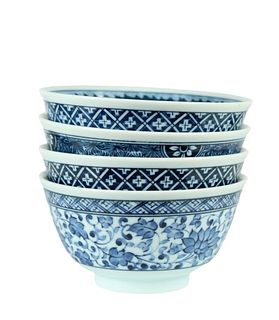 (4) Chinese Blue & White Rice Bowls