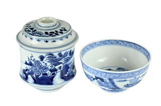 (2) Chinese Blue & White Bowl and Jar