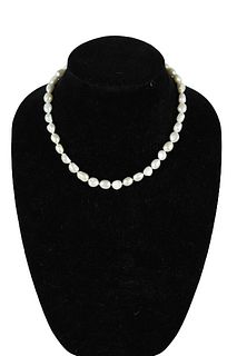 Natural Pearl Necklace with Sterling Silver Clasp