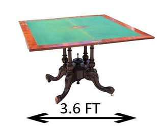 19th C. Classical Carved Mahogany Card Table 
