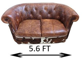 King Ranch Cowhide and Leather Loveseat