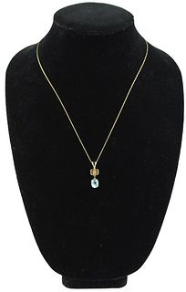 14k Yellow Gold, Blue Topaz Necklace