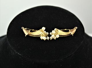 18k Yellow Gold Vintage Pearl Earrings