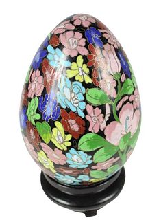 Large Chinese Cloisonne Egg on Stand