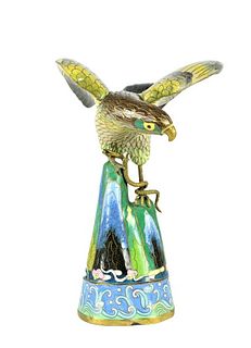 Bird Standing on a Mountain Cloisonne Container