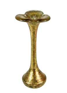 Fluted Gilt Painted Weighted Glass Vase