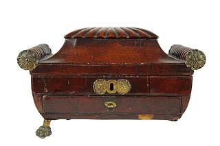 Antique Jewelry Box, Leather Covered Wood