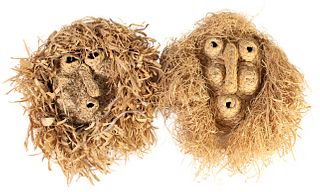 Pair of Iroquois Corn Husk Ceremonial Masks