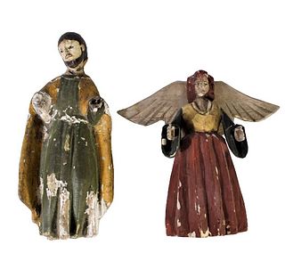 (2) Religious Polychrome Sculpture