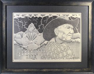 Duke Sine (20th C) Native American Lithograph