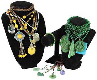 Collection of Beaded Necklaces & Carved Pendants