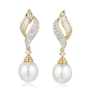 South Sea Pearl and Diamond Day/Night Earrings