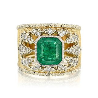 Mario Buccellati Emerald and Diamond Ring