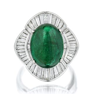 5.53-Carat Emerald and Diamond Ballerina Ring